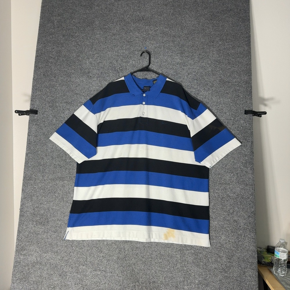 Vintage Karl Kani Gold Polo Shirt Mens 4X Blue Black White Striped Streetwear